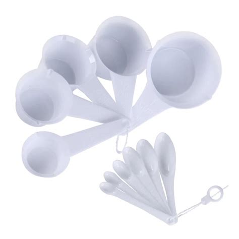 11 Pcs Measuring Spoons Measuring Cups White Plastic Measuring Cup