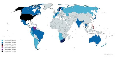 Oc Miss Universe Winners By Country All Years Mapporn