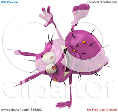 Clipart Of A 3d Purple Germ Virus Facing Slightly Right And
