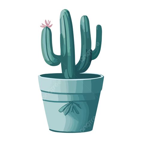 Cactus In A Pot Vector Illustration Flat Style Desert Plants Cartoon