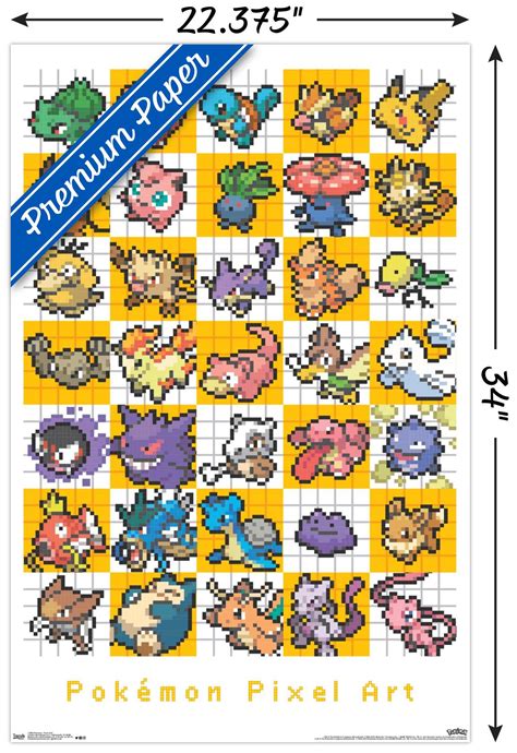 Pokemon Pixel Grid Poster Ebay