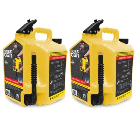 Surecan 5 Gallon Controlled Flow Gas Fuel Can Wrotating Nozzle Yellow