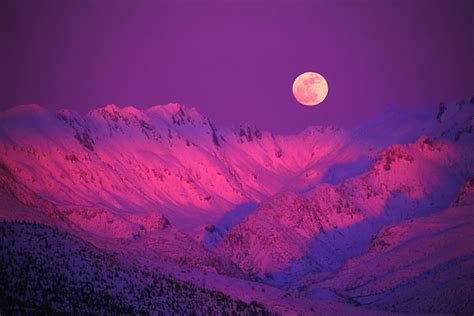 Winter Moonrise Highway 504 Near Mount St Helens Washington