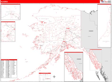 Alaska Zip Code Wall Map Red Line Style By Marketmaps