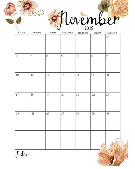 Cute November 2019 Calendar November Calendar November Printable