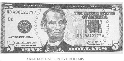 Free Coloring On Abraham Lincoln Five Dollar Bill Great