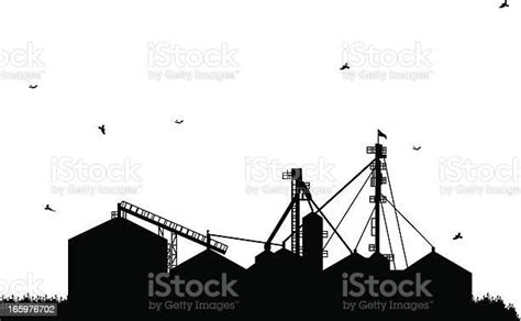 Agricultural Grain Silo And Corn Fields Stock Illustration Download