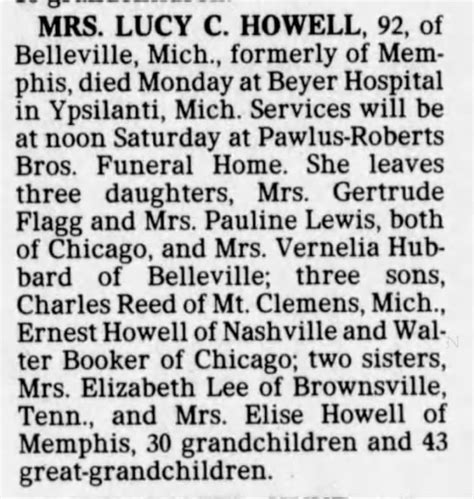 Lucy C Howell Obit 1991