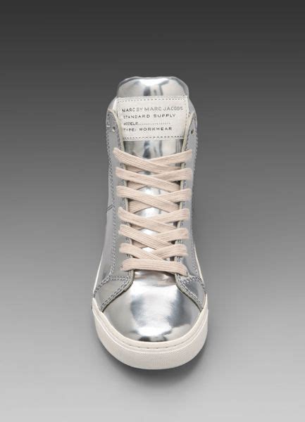 Marc By Marc Jacobs Mirror Reflective High Top Sneaker In Metallic