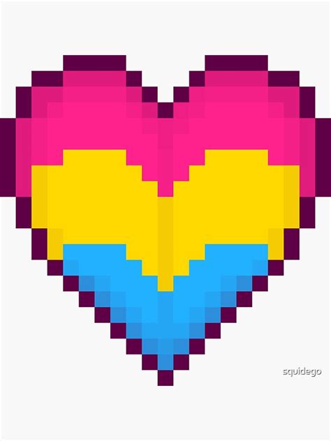 Pansexual Flag Pixel Heart Sticker By Squidego Redbubble
