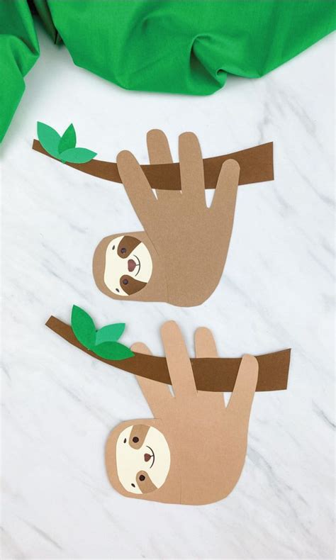 Cute Sloth Handprint Craft With Free Template In 2021 Zoo Crafts