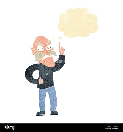 Cartoon Old Man Laying Down Rules With Thought Bubble Stock Vector