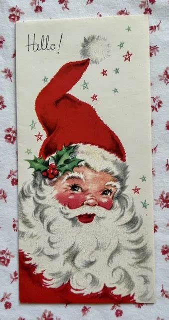 8 Vintage Mid Century Christmas Card Snowman Santa Unused New 1950s