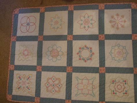 Stamped cross stitch baby quilts co indian cotton block. O'Quilts: Cross stitch baby quilt