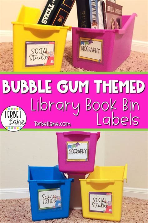 Bubble Gum Theme Book Bins Labels Editable Classroom Library Books