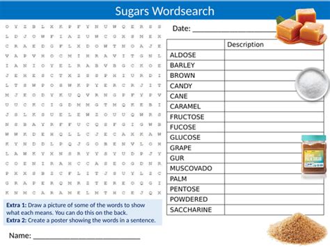 2 X Sugar Wordsearch Sheet Starter Activity Keywords Cover Homework