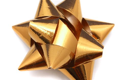 Photo Of Shiny Metallic Golden Foil Ribbon Bow Free Christmas Images