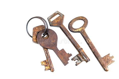 138 Keyring Old Rusty Keys White Background Stock Photos Free