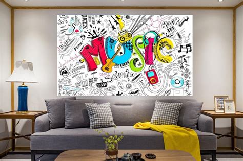 Wallpapers for your room tyres2c. 3D Music Graffiti Sketch Doodle Self-adhesive Wallpaper ...