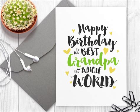 Happy Birthday Card For The Best Grandpa In The Whole World Etsy