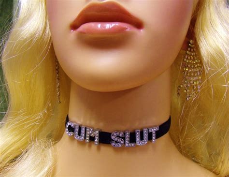 Any Size Personalized Choker Black Velvet Sissy Bdsm Plus Cum Slut Wide Ddlg Ebay