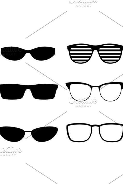 Eyeglasses Silhouettes Set Stylish Sunglasses Eyeglasses Silhouette