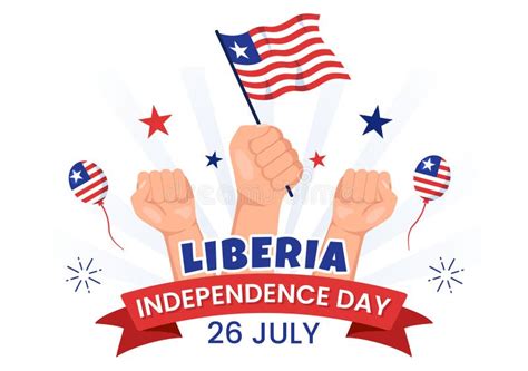 Happy Liberia Independence Day Vector Illustration With Waving Flag In