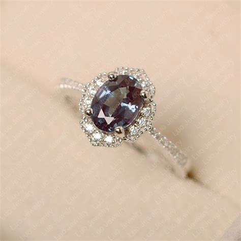 Alexandrite Ring June Birthstone Oval Cut Color Changling Etsy