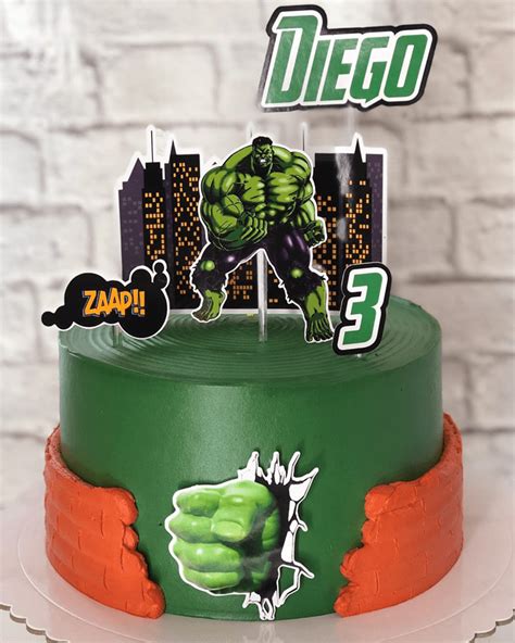 Marvel comic cake includes captian america spidermad the hulk and wolverine scratching threw the cake. Hulk Cake Design Images (Hulk Birthday Cake Ideas)