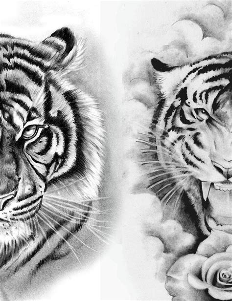 4 X Realistic Tiger Tattoo Design Digital Download Tattoodesignstock
