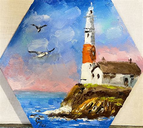 Lighthouse Painting Original Artwork Impasto Canvas Lighthouse Etsy