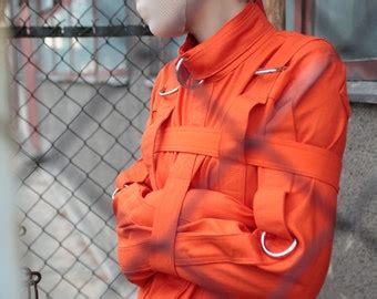 Kleidung Accessoires Spezielle Anlässe Orange Prison Straitjacket Restraining straitjacket for