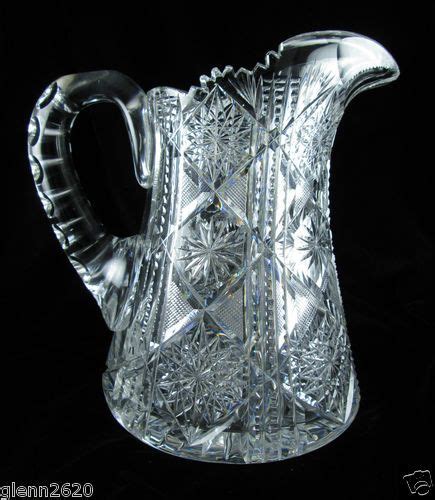 Large Antique American Brilliant Cut Glass Crystal Pitcher Tankard 9