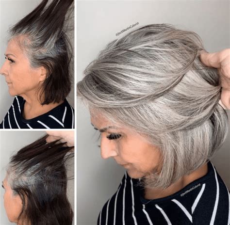 75 Women That Embraced Their Grey Roots And Look Stunning In 2020 Grey Hair Journey