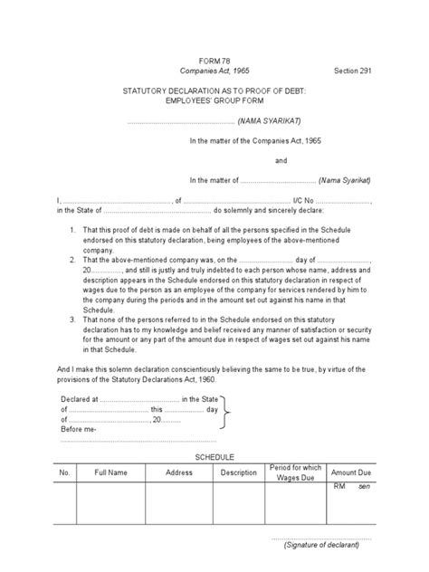 Who manages malaysia's national debt? Form 78 Statutory Declaration as to Proof of Debt ...