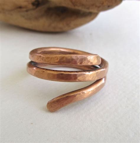 Solid Copper Hammered Ring Thick Heavy Wire Handformed Have You Tried