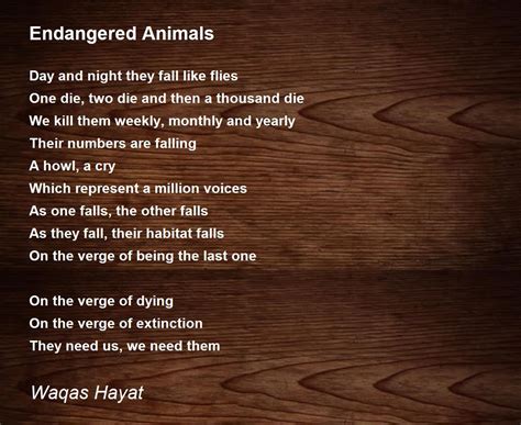 Endangered Animals Endangered Animals Poem By Waqas Hayat