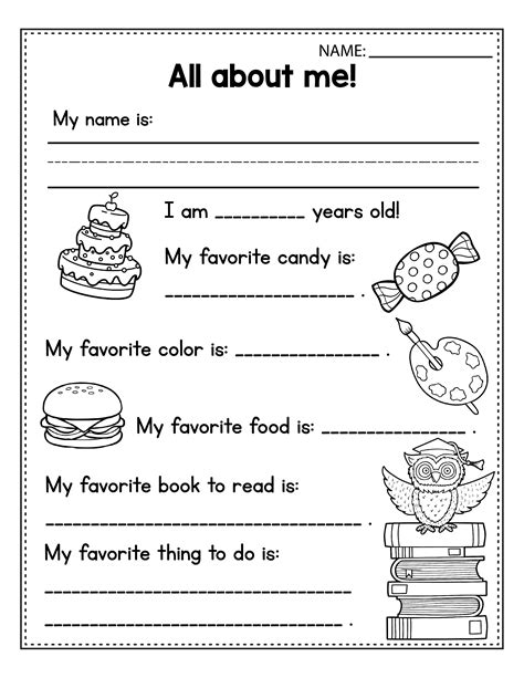Back to School Kindergarten Worksheets - All about me Practice #kindergarten… | Kindergarten ...