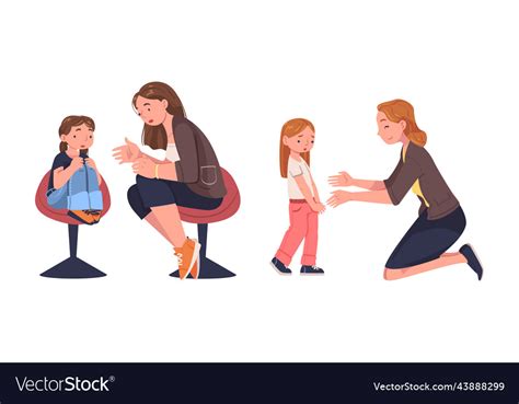 mother talking to her sad daughter supporting vector image