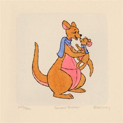 Kanga And Roo Disney Winnie The Pooh Hand Tinted Color Etching Numbered Art Deals