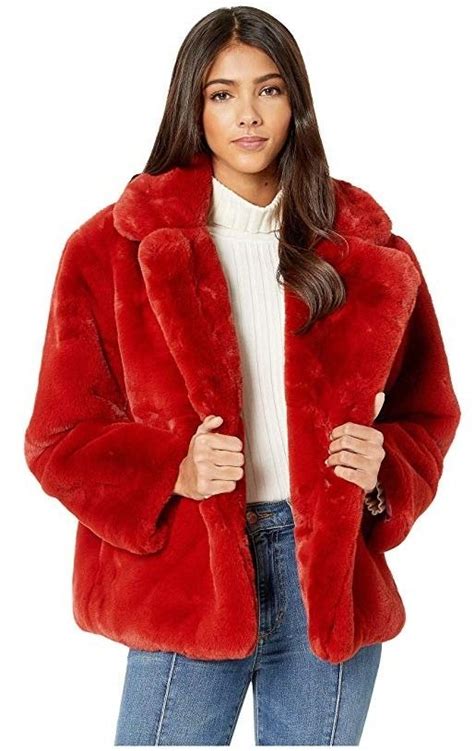 red faux fur women s coat with lapels red faux fur coat womens faux fur coat fur coat