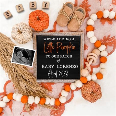 Fall Pregnancy Announcement Digital Autumn Editable Etsy