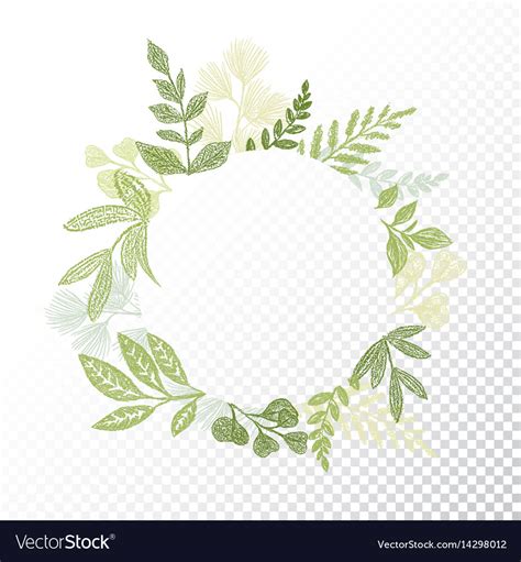 Circle Floral Frame With Branches And Leaves Vector Image