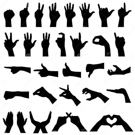 Hand Sign Gesture Silhouettes Stock Vector Illustration Of Fist Pray