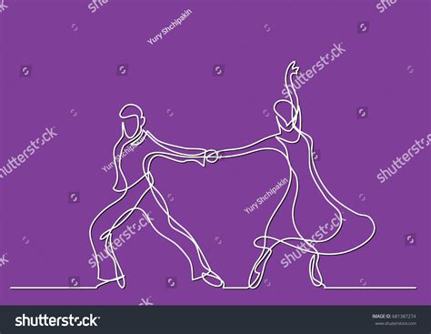 Continuous Line Drawing Dancing Couple Stock Vector Royalty Free