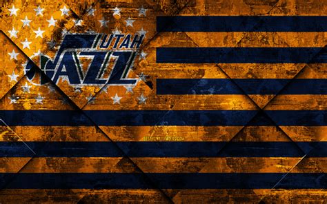 Download Wallpapers Utah Jazz 4k American Basketball Club Grunge Art