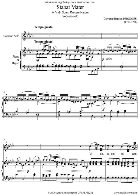 Pergolesi Stabat Mater 06 Vidit Suum Soprano Solo Fmi Classical Sheet