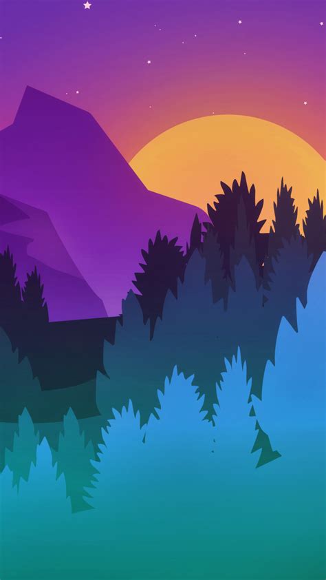 2160x3840 Stars Mountains Trees Colorful Minimalist Artwork Sony Xperia