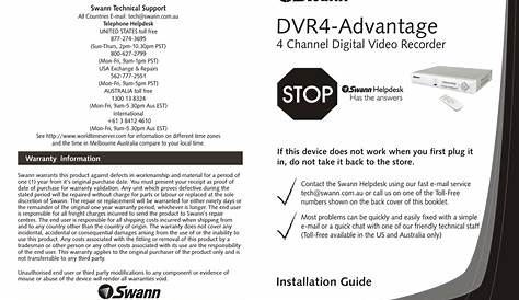 SWANN DVR4-ADVANTAGE INSTALLATION MANUAL Pdf Download | ManualsLib