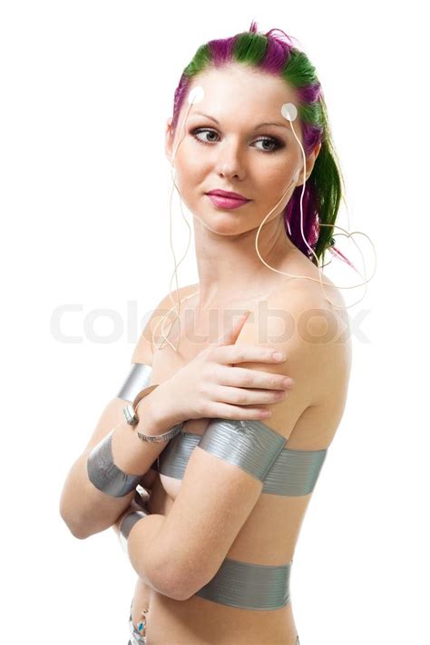 Woman With Sensors On Her Face Stock Image Colourbox